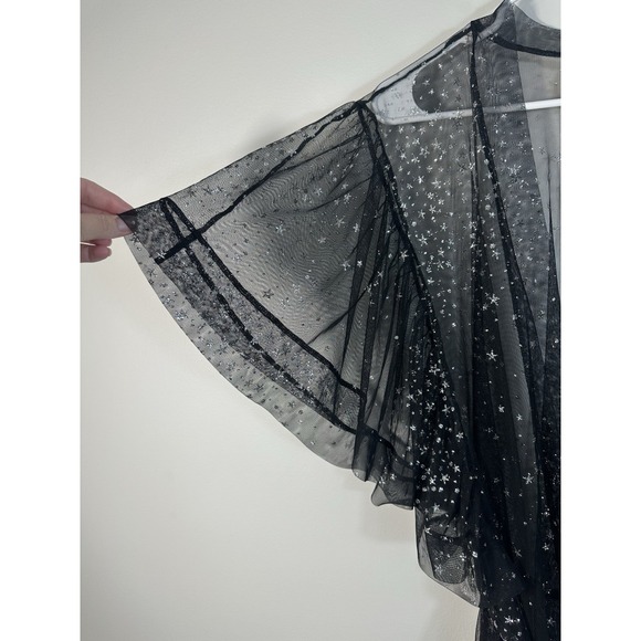 Victorias Secret Robe Womens M/L Black Sheer Stars Celestial Kimono Sexy - Picture 3 of 12